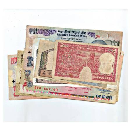 A Group of 9 Republic of India, Misprint Notes, 2x 2 Rupees, 3x 10 Rupees, 2x 100 Rupees,1