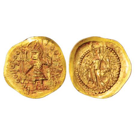 Kidarites, Gold Dinar of Vasudeva II (c.300-350AD), 8.02g. Obv: Nimbate king standing wear