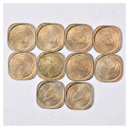 A group of 10 British India Cupro-Nickel 2 Annas, 1941. (10 Coins)