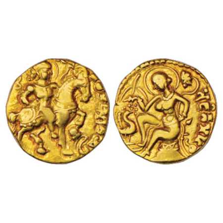 Gupta Empire, Kumara Gupta (415-450 AD), Gold Dinar, 'Horseman' type, Altekar Class II, va