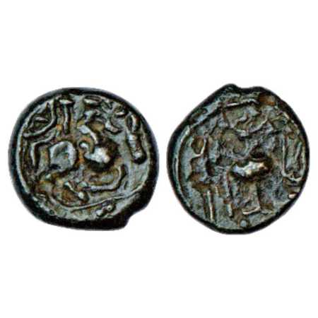 Northern Maharashtra, Khandesh Region, Vishnukundin-style 'bull' type copper coin of 'Rana