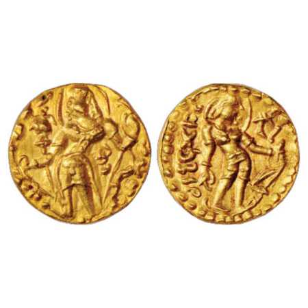 Samatata region, Gold Dinar copying Gupta coin designs (c. 550-650 AD), ECB SAM2.1, 6.57g.