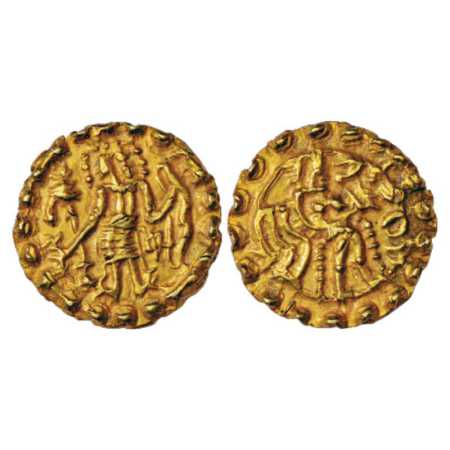 Samatata region, Gold Dinar of Gopachandra, king of Vanga (c. 525-575 AD), in Eastern styl