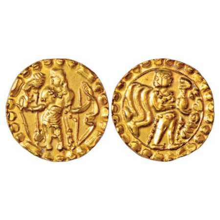 Samatata region, Anonymous Gold Dinar copying Gupta coin designs (c. 550-650 AD), ECB SAM3