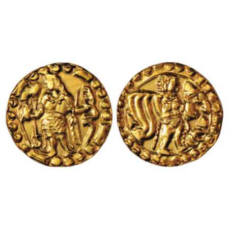 Samatata region, Anonymous Gold Dinar copying Gupta coin designs (c. 550-650 AD), ECB SAM3