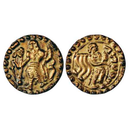 Samatata region, Anonymous Gold Dinar copying Gupta coin designs (c. 550-650 AD), ECB SAM3