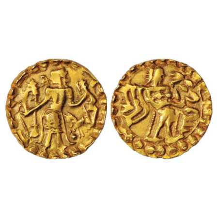 Samatata region, Anonymous Gold Dinar copying Gupta coin designs, 'Ashwamedha' type (c. 55