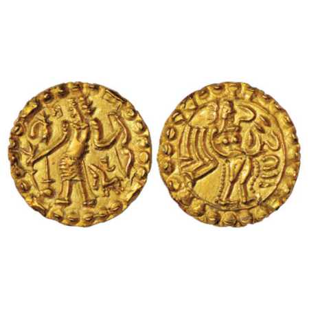 Samatata region, Anonymous Gold Dinar copying Gupta coin designs, 'Ashwamedha' type (c. 55