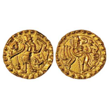 Samatata region, Anonymous Gold Dinar copying Gupta coin designs, 'Ashwamedha' type (c. 55