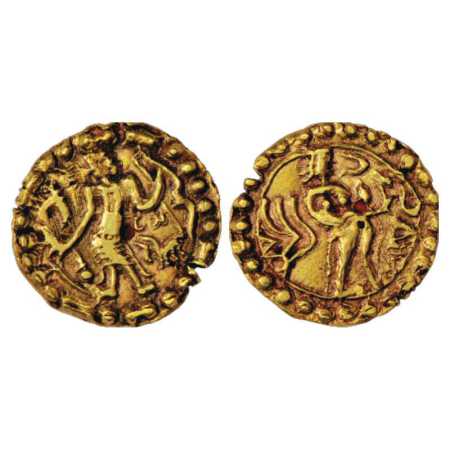 Samatata region, Anonymous Gold Dinar copying Gupta coin designs, 'Ashwamedha' type (c. 55