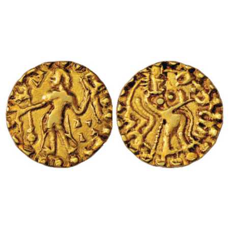Samatata region, Gold Dinar of Virachandra, the king of Arakan (c. 575-580 AD), ECB SAM9.1