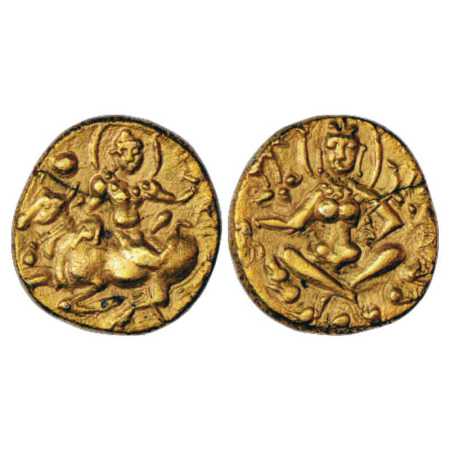 Gauda region, Gold Dinar of Shashanka, king of Gauda (c. 600-635 AD), in western style, EC