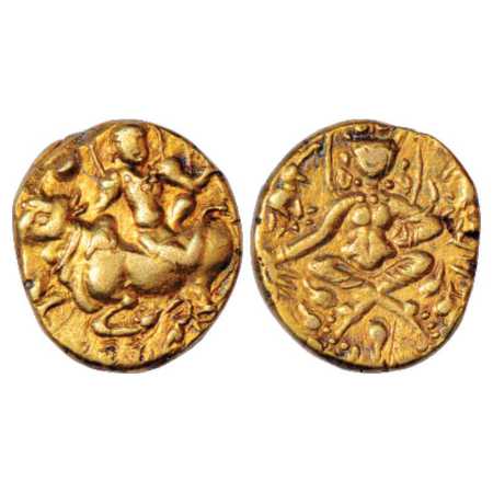 Gauda region, Gold Dinar of Shashanka, king of Gauda (c. 600-635 AD) in western style, ECB