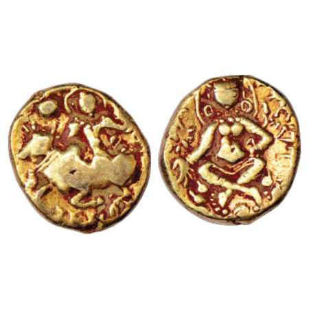 Gauda region, Gold Dinar of Shashanka, king of Gauda (c. 600-635 AD), in western style, EC