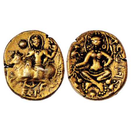 Gauda region, Gold Dinar of Shashanka, king of Gauda (c. 600-635 AD), in western style, EC