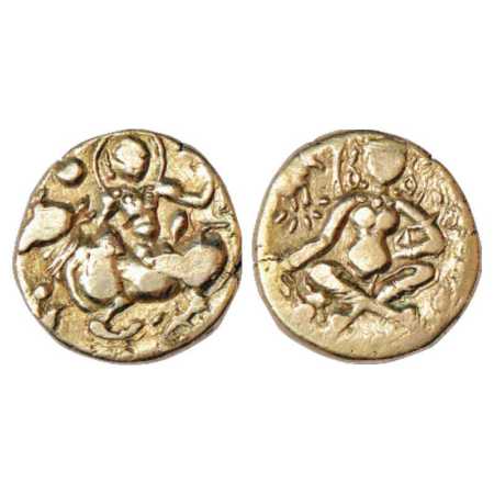 Gauda region, Gold Dinar of Shashanka, king of Gauda (c. 600-635 AD), in western style, EC