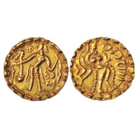 Samatata region, Gold Dinar of Bhaskaravarman, king of Kamarupa (Assam) (c. 640-655 AD), '