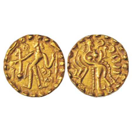 Samatata region, Gold Dinar of Bhaskaravarman, king of Kamarupa (Assam) (c. 640-655 AD), '