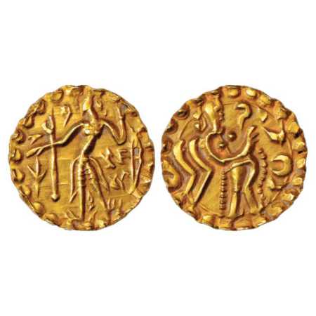 Samatata region, Gold Dinar of Rajabhata of Khadga dynasty (c. 675-700 AD), ECB SAM16.1 (p