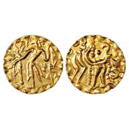 Samatata region, Gold Dinar of Rajabhata of Khadga dynasty (c. 675-700 AD), ECB SAM16.1, 5