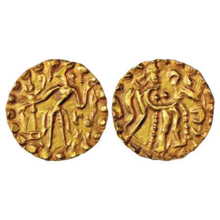 Samatata region, Gold Dinar of Rajabhata of Khadga dynasty (c. 675-700 AD), ECB SAM16.1 va