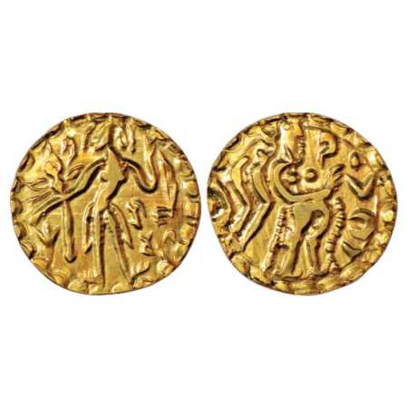 Samatata region, Gold Dinar of Rajabhata of Khadga dynasty (c. 675-700 AD), ECB SAM16.1, 5