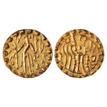 Samatata region, Gold Dinar of Rajabhata of Khadga dynasty (c. 675-700 AD), ECB SAM16.2, 5