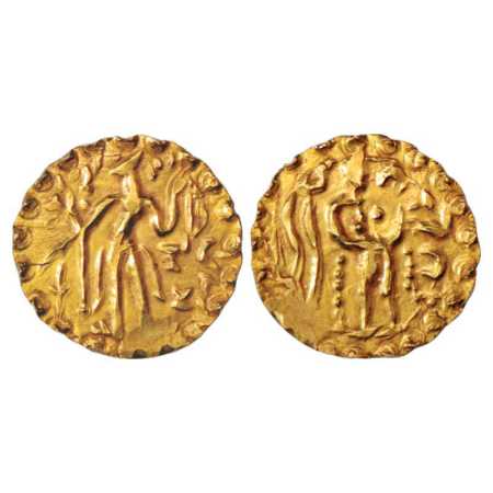 Samatata region, Gold Dinar of Rajabhata of Khadga dynasty (c. 675-700 AD), ECB SAM16.2, 5