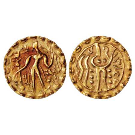 Samatata region, Gold Dinar of Sarvabhata of Khadga dynasty (c. 700-750 AD), ECB SAM18.1, 