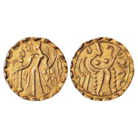 Samatata region, Gold Dinar of Prithubhata of Khadga dynasty (c. 700-750 AD), ECB SAM19.1,