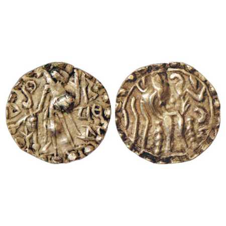 Samatata region, debased Gold Dinar of Prithubhata of Khadga dynasty (c. 700-750 AD), ECB 