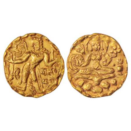 Samatata region, Gold Dinar of 'Balamriganka' (c. 700-750 AD), ECB SAM20.2 (plate specimen