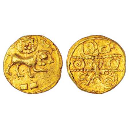 Hoysalas, Gold Gadyana attributed to Vishnuvardhana (c. 1108-1142 AD), Ganesh 8.1 plate sp
