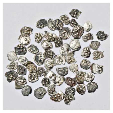 Vijaynagar, Silver Tara, Approx 52 Coins, Obv: Various symbols. Rev: Blank. (52 Coins) Var
