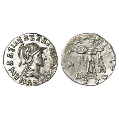 Indo-Greeks, Silver Drachm of Menander I (c. 155-130 BC), BN series 16, 2.41g. Obv: Diadem
