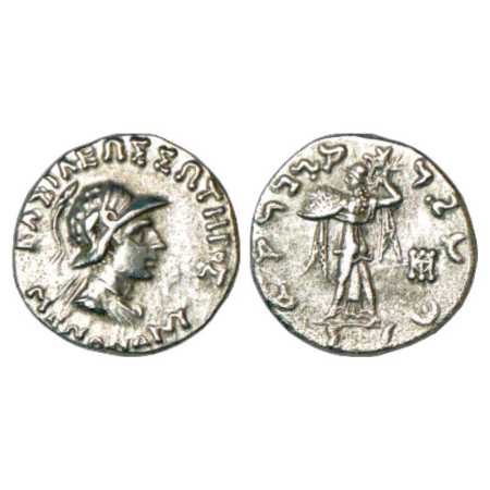 Indo-Greeks, Silver Drachm of Menander I (c. 155-130 BC), BN series 16, 2.39g. Obv: Diadem