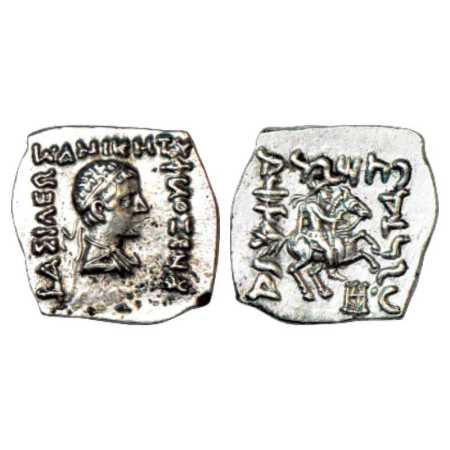 Indo-Greeks, Square Silver Drachm of Philoxenos (c. 100-95 BC), BN series 4, 2.44g. Obv: D