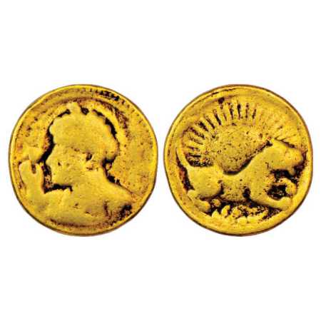 Jahangir (1605-1628), Gold Portrait Mohur of the 'wine cup' type, AH 1020, worn due to rit