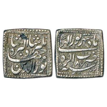 Jahangir (1605-1627 AD), Silver Square Rupee, Agra Mint, Shahrwar, AH 1022/RY 8, KM 147.2.