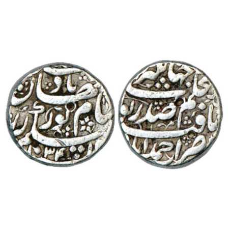 Jahangir with the name of Noor Jahan (1620-1627 AD), Silver Rupee, Ahmadabad Mint, AH 1034