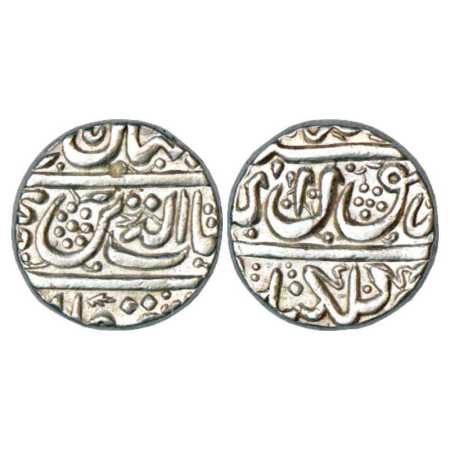 Shah Jahan (1628-1658 AD), Silver Rupee, Golkunda Mint, ND, both sides crude calligraphy, 