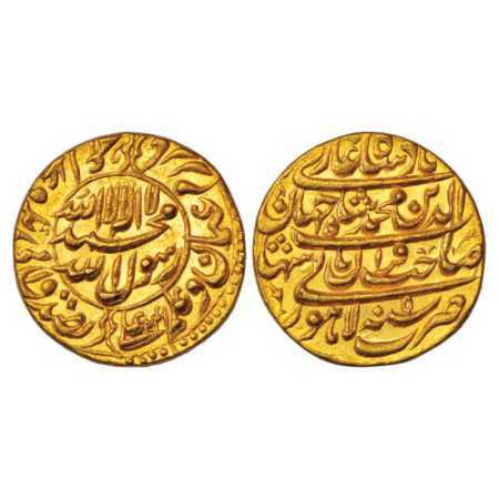 Shah Jahan (1628-1658 AD), Gold Mohur, 10.92g, Lahore Mint, AH 1041/RY 5. Obv: Kalima in c