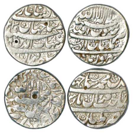 Shah Jahan (1628-1658 AD), Silver Rupee (2), Multan Mint, AH 1035/RY 2 and AH 1041, KM 224