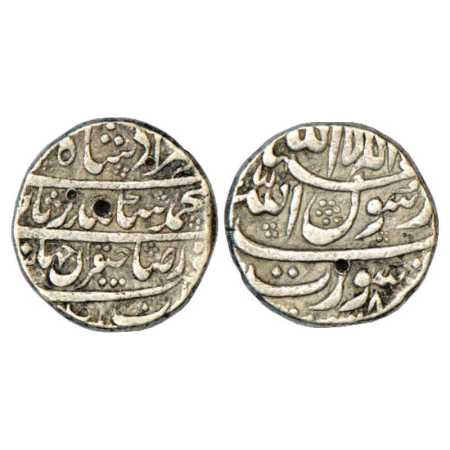 Murad Bakhsh (1658 AD), Silver Rupee, Surat Mint, AH (1)068/RY Ahd, couplet ‘Irs Yaft Ze S