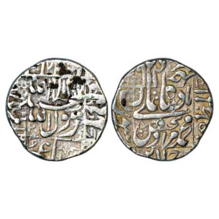 Murad Bakhsh (1658 AD), Silver Rupee, Surat Mint, in left quadrant, AH (10)68/RY Ahd, KM 2