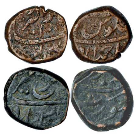 Aurangzeb/Farrukhsiyar, Copper Paisa (2), Ahmadabad Mint, KM 285.12 and Surat Mint, KM 372