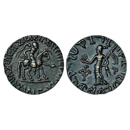 Indo-Scythian, Aziliese (85-45/35 BC), Silver Tetradrachm, 9.49g. Obv: King riding on hors