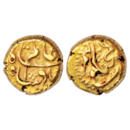 Shah Alam Bahadur (1707-1712 AD), Gold ½ Pagoda (Pratap), Ganjikota Mint, 1.70g. Very Fine