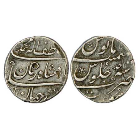 Muhammad Shah (1719-1748 AD), Silver Rupee, Surat Mint, 'Ba-Luft-Ullah Badshah-i-Zaman' ty
