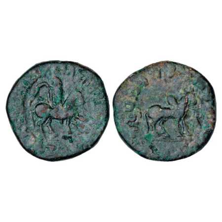 Indo-Scythians, Copper Tetrachalkon of Azes (c. 56-30 BC), Senior 91.2, 24.30g. Obv: King 